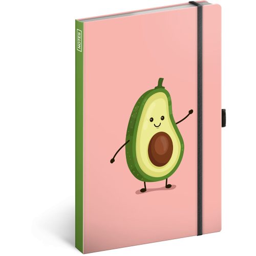 Keménytáblás notesz vonalas krémszínű lapokkal leszorító gumiszalaggal Avocado  130x210mm, Presco