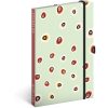 Keménytáblás notesz vonalas krémszínű lapokkal leszorító gumiszalaggal Dots  130x210mm, Presco