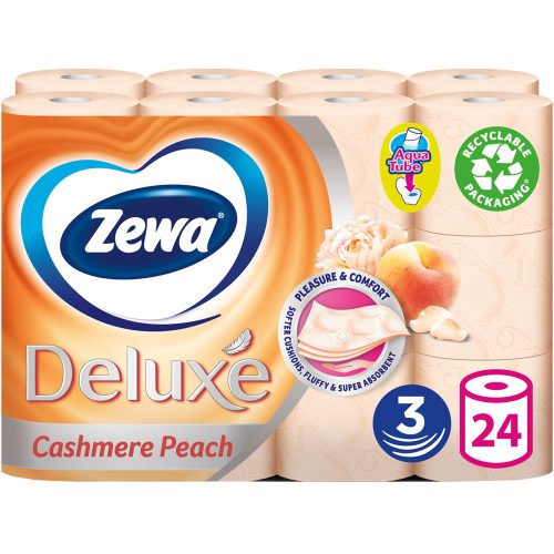 Toalettpapír 3 rétegű kistekercses 100 % cellulóz 24 tekercs/csomag Zewa Deluxe Cashmere Peach