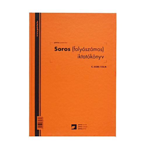 Soros iktatókönyv keményfedeles (folyószámos) A4, álló 100lap, C.5230-152/A