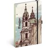 Keménytáblás notesz vonalas krémszínű lapokkal leszorító gumiszalaggal Prague 130x210mm, Presco