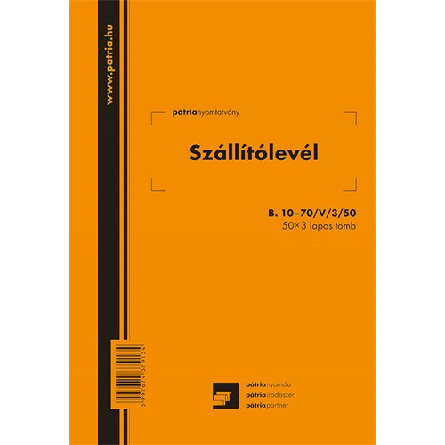 Szállítólevél 50x3 lapos tömb A/5 álló