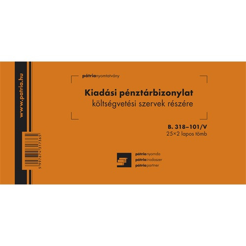 Kiadási pénztárbizonylat költségvetési 25x2 lapos tömb 203x102 mm