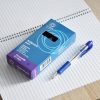 Golyóstoll 0,7mm, nyomógombos, gumírozott fogórész, kék átlátszó test, Bluering® R2, írásszín kék