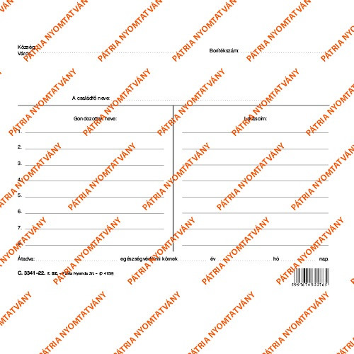 Gondozottak tasakja 220x160 mm