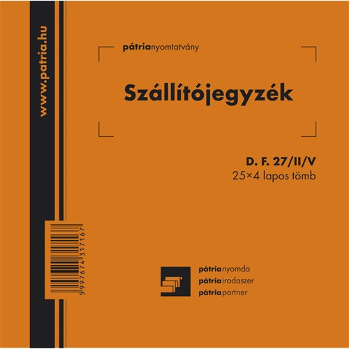 Szállítójegyzék 25x4 lapos tömb 140x140 mm