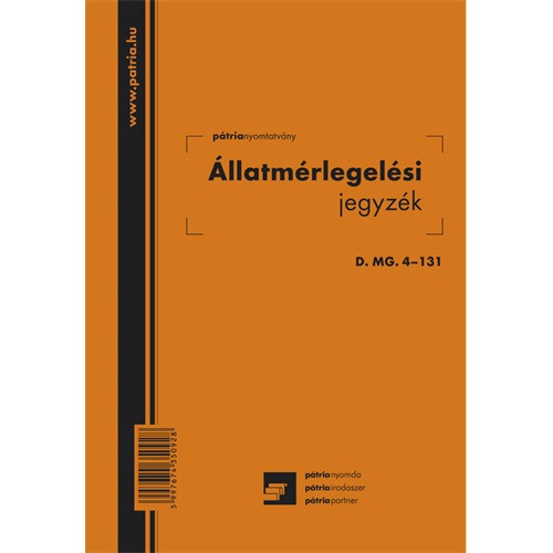 Állatmérlegelési jegy 50 lapos tömb 140x203 mm