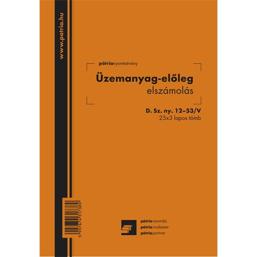 Üzemanyag-előleg elszámolás 25x3 lapos tömb A/5 álló