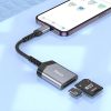 HOCO SD/microSD mermóriakártya-olvasó Lightning csatlakozóval - HOCO UA25 OTG   Card Reader - fekete/szürke