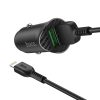 HOCO 2xUSB szivargyújtó töltő adapter + USB - Lightning kábel 1 m-es vezetékkel - 18W - HOCO Z39 Dual Port QC3.0 Quick Car Charger Set - fekete