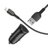 HOCO 2xUSB szivargyújtó töltő adapter + USB - Lightning kábel 1 m-es vezetékkel - 18W - HOCO Z39 Dual Port QC3.0 Quick Car Charger Set - fekete