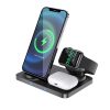 HOCO Qi univerzális vezeték nélküli töltő állomás - 15W - HOCO CW33 Wireless    Fast Charger 3in1 - Qi szabványos - fekete