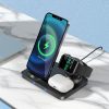 HOCO Qi univerzális vezeték nélküli töltő állomás - 15W - HOCO CW33 Wireless    Fast Charger 3in1 - Qi szabványos - fekete