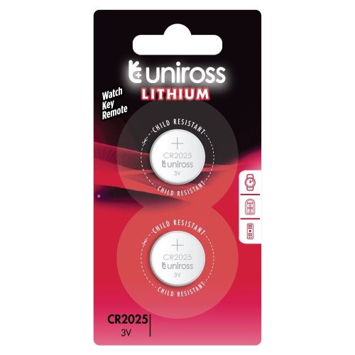 Uniross CR2025 3V lítium gombelem 2db/csomag