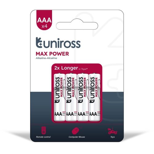 Uniross 1,5V LR03/AAA/mikro tartós alkáli elem MAX POWER 4db/csomag