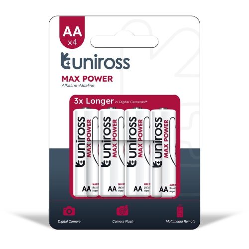 Uniross 1,5V LR6/AA/ceruza tartós alkáli elem MAX POWER 4db/csomag