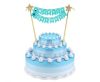 Happy Birthday Light blue torta dekoráció 25 cm