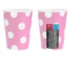 Rózsaszín Pink Polka Dots papír pohár 6 db-os 270 ml