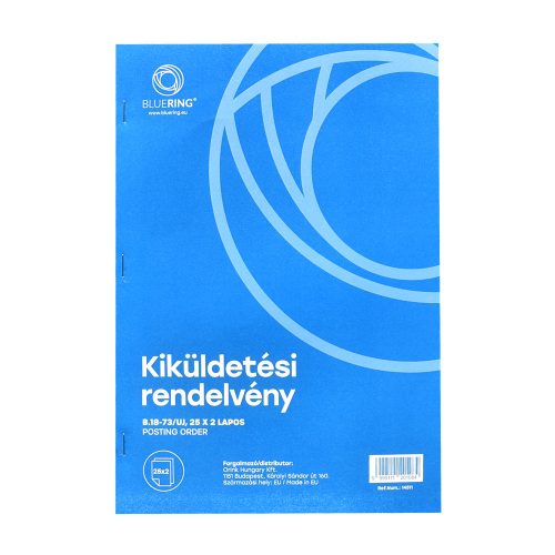 Kiküldetési rendelvény a hivatali, üzleti utazás költségtérítéshez A4, álló 25x2lapos B.18-73/UJ Bluering® 