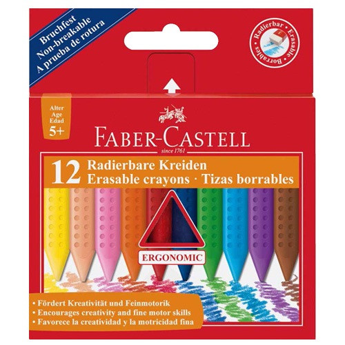 Zsírkréta Faber-Castell Grip 12 db-os klt. radírozható