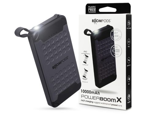 Boompods hordozható külső akkumulátor / power bank - 10.000 mAh - Boompods      Powerboom-X - USB + Type-C + PD + QC3.0 - szürke