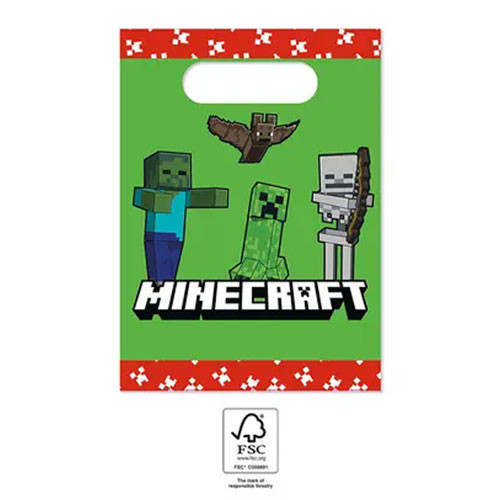 Minecraft Green papír ajándéktasak 4 db-os