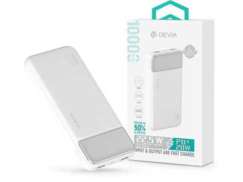 Devia Smart Series Digital Display PD 20W powerbank - 10.000 mAh - fehér