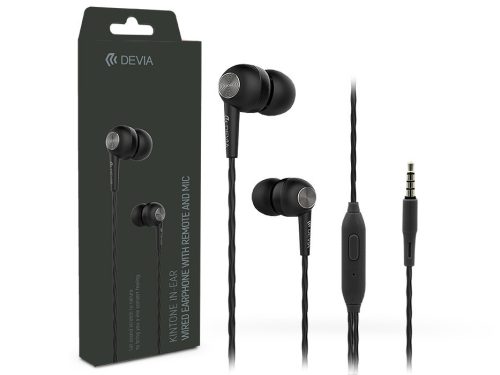 Devia sztereó felvevős fülhallgató - 3,5 mm jack - Devia Kintone In-Ear Wired   Earphones - fekete