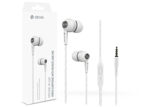 Devia sztereó felvevős fülhallgató - 3,5 mm jack - Devia Kintone In-Ear Wired   Earphones - fehér