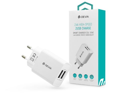 Devia 2xUSB hálózati töltő adapter - 12W - Devia Smart Series 2 USB Charger -   fehér