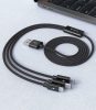 Devia USB töltőkábel 1,2 m-es vezetékkel - Devia Gracious Series 3in1 for       Lightning/microUSB/Type-C - 5V/3A - fekete