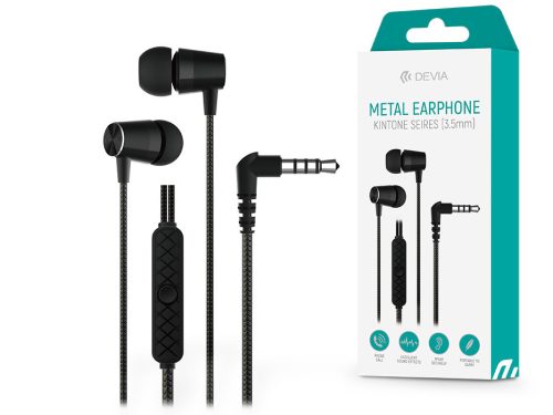 Devia sztereó felvevős fülhallgató - 3,5 mm jack - Devia Kintone Series Metal   Earphone - fekete