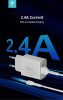 Devia Smart 2xUSB hálózati töltő adapter + USB - micro USB kábel 1 m-es         vezetékkel - 12W - Devia Smart Series Charger Suit With Micro Cable - fehér