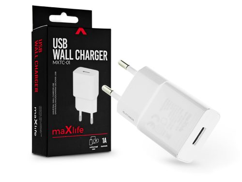 Maxlife USB hálózati töltő adapter - 5W - Maxlife MXTC-01 USB Wall Charger -    fehér